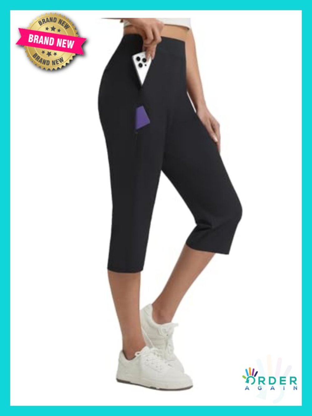 Stretchy Dressy Capri Pants with 5 Pockets UPF 50+ Business Casual Golf Travel